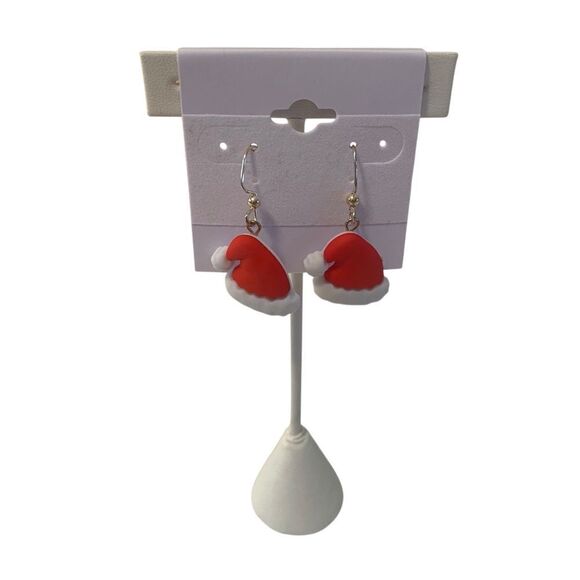 Red Santa Claus Hat Dangle Earrings - Picture 1 of 5